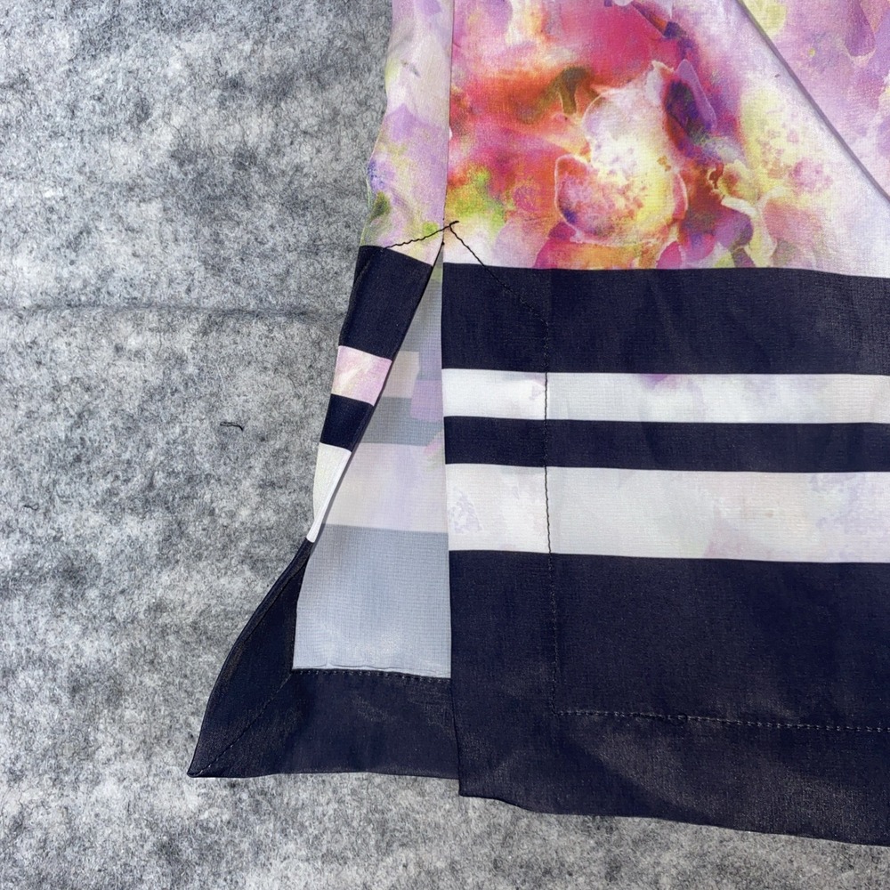 Liz‎ Claiborne Blouse Women's 3X Colorful Floral Black Striped Keyhole Closure - Picture 8 of 10
